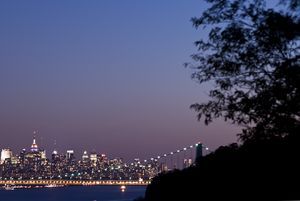 George Washington Suspension Bridge and Manhattan Skyline